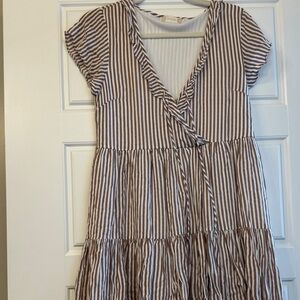 Striped Brown and White Women's Dress